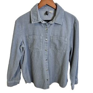 H&M - Divided | Corduroy Button Down Shacket | Baby Blue | Size Small